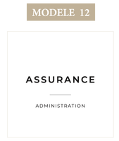 Modèle 12 d'étiquette de classeur personnalisée : le mot ASSURANCE, un filet court, puis la mention ADMINISTRATION