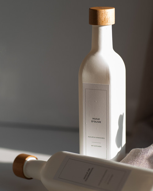 huilier verre blanc bouchon bambou