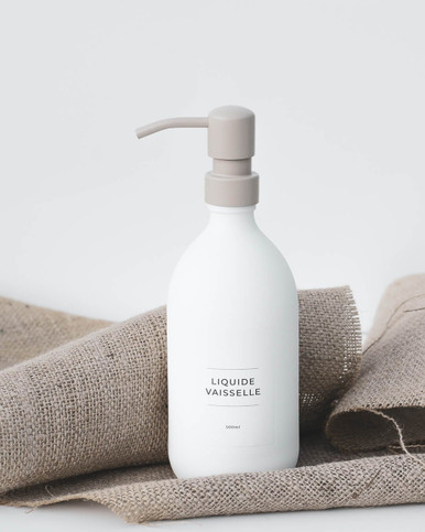 Distributeur savon en verre blanc