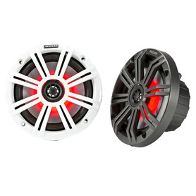 KICKER KM65 6.5" LED Marine Coaxial Speakers w\/3\/4" Tweeters - 4-Ohm, Charcoal  White [45KM654L]