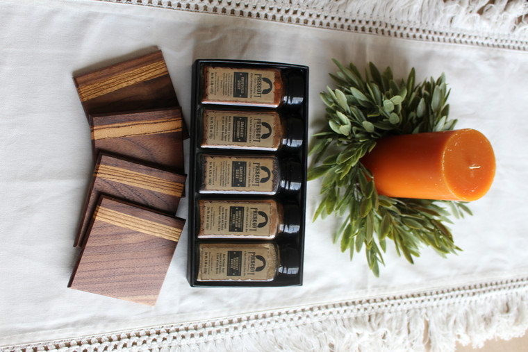 Walnut-Zebrawood Coasters and Gourmet Spices Gift Set