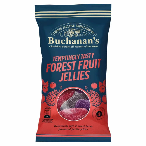 Buchanan's Temptingly Tasty Forest Fruit Jellies Bag 140g Buchanan's Temptingly Tasty Forest Fruit Jellies Bag 140g