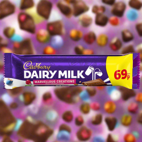 Cadbury Dairy Milk Marvellous Creations Jelly Popping Chocolate Bar 69p PMP 47g Cadbury Dairy Milk Marvellous Creations Jelly Popping Chocolate Bar 69p PMP 47g