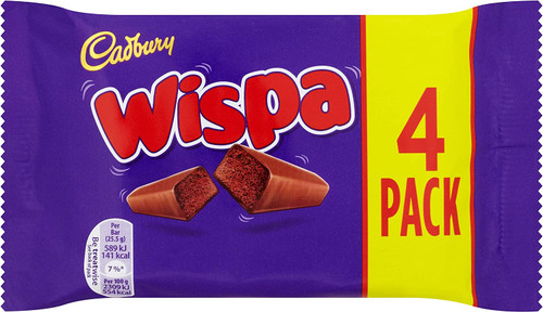 Cadbury Wispa Chocolate Bar 4 Pack 94.8g £1.50 Cadbury Wispa Chocolate Bar 4 Pack 94.8g £1.50