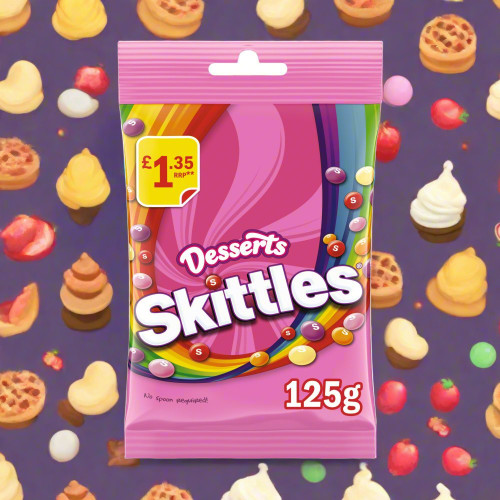 Skittles Vegan Sweets Dessert Flavoured Treat Bag £1.35 PMP 125g Skittles Vegan Sweets Dessert Flavoured Treat Bag £1.35 PMP 125g
