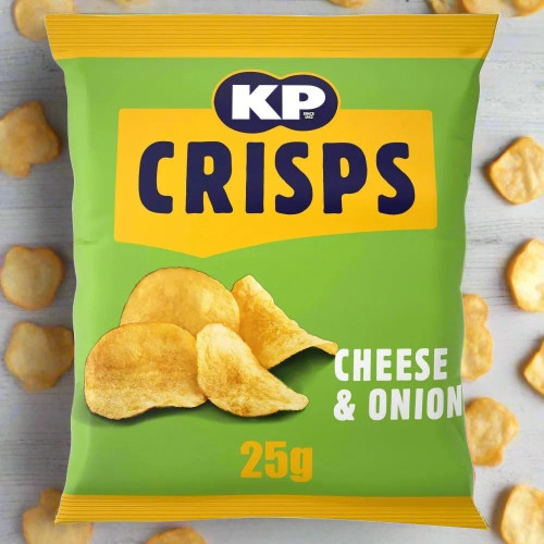 KP Cheese & Onion Crisps 25g Full Box (48 Pack) - Buy at Cinema Snacks, Snacking World