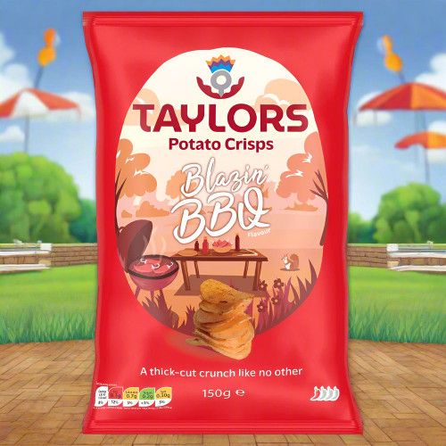 Taylors of Scotland Blazing BBQ Potato Crisps 150g – Straight Cut