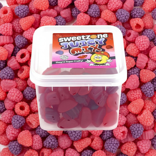Sweetzone Juicy Mix 170g Sweet Tub – colourful halal chewy sweets in a resealable tub, perfect for gifting or sharing.