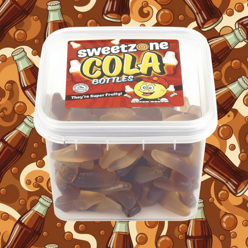 Sweetzone Cola Bottles 170g Sweet Tub – chewy halal cola-flavoured sweets in a resealable tub, perfect for gifting or sharing.