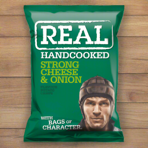 Real Hand Cooked Strong Cheese & Onion Flavour 35g Single Packet Real Hand Cooked Strong Cheese & Onion Flavour 35g Single Packet