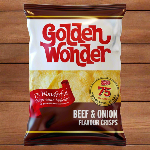 Golden Wonder Fully Flavoured Beef And Onion Flavour Crisps 32.5g Full Box 32 Pack Golden Wonder Fully Flavoured Beef And Onion Flavour Crisps 32.5g Full Box 32 Pack
