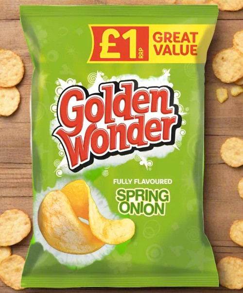 Golden Wonder Spring Onion Flavour Potato Crisps 57g Golden Wonder Spring Onion Flavour Potato Crisps 57g