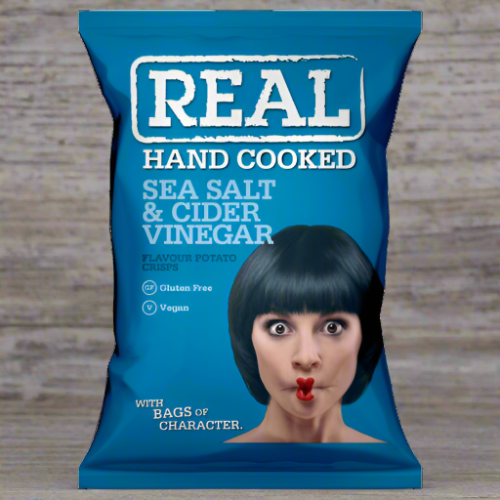 Real Hand Cooked Crisps Sea Salt & Cider Vinegar Crisps 35g Single Packet Real Hand Cooked Crisps Sea Salt & Cider Vinegar Crisps 35g Single Packet