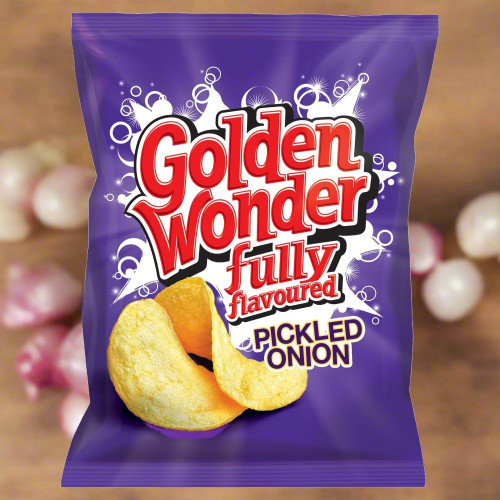 Golden Wonder Fully Flavoured Pickled Onion Crisps 32.5g Single Packet Golden Wonder Fully Flavoured Pickled Onion Crisps 32.5g Single Packet