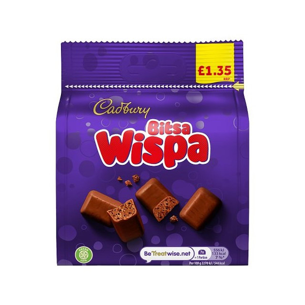 Cadbury Bitsa Wispa Chocolate Bag 95g Cadbury Bitsa Wispa Chocolate Bag 95g
