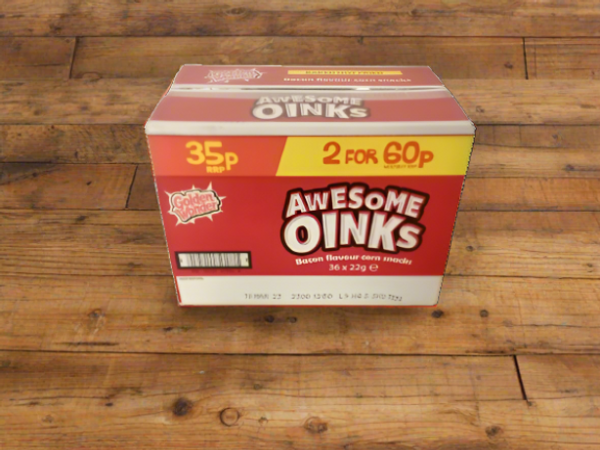 Golden Wonder Awesome Oinks Bacon Flavour Corn Snacks 22g 36 Pack