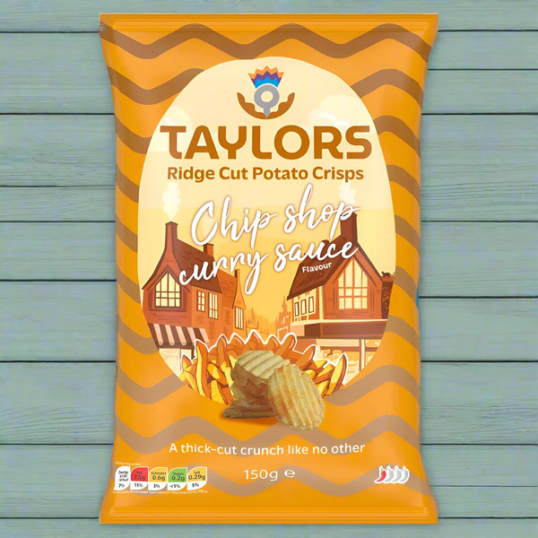 Taylors Chip Shop Curry Sauce Ridge Cut Potato Crisps 150g