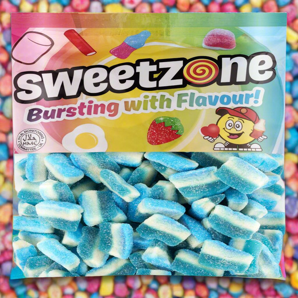 Sweetzone Blue & White Raspberry Slices 1kg Bag | Bulk Pick n Mix Sweets UK