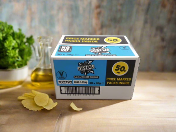 Discos Salt And Vinegar Crisps 30g Full Box (30 Pack) Discos Salt And Vinegar Crisps 30g Full Box (30 Pack)