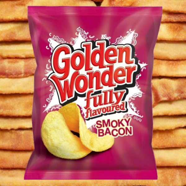 Golden Wonder Fully Flavoured Smoky Bacon Crisps 32.5g Single Packet Golden Wonder Fully Flavoured Smoky Bacon Crisps 32.5g Single Packet