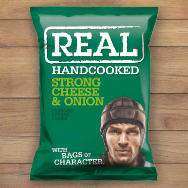 Real Hand Cooked Strong Cheese & Onion Flavour 35g Single Packet Real Hand Cooked Strong Cheese & Onion Flavour 35g Single Packet