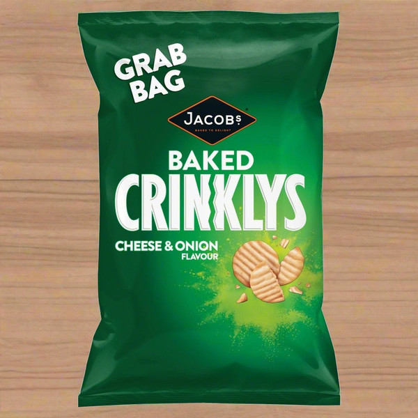Jacobs Baked Crinklys Cheese & Onion Flavour 45g Single Packet Jacobs Baked Crinklys Cheese & Onion Flavour 45g Single Packet