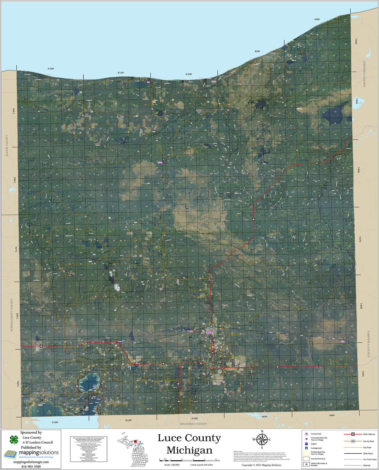 New Luce Map Luce County Michigan 2025 Aerial Wall Map | Mapping Solutions