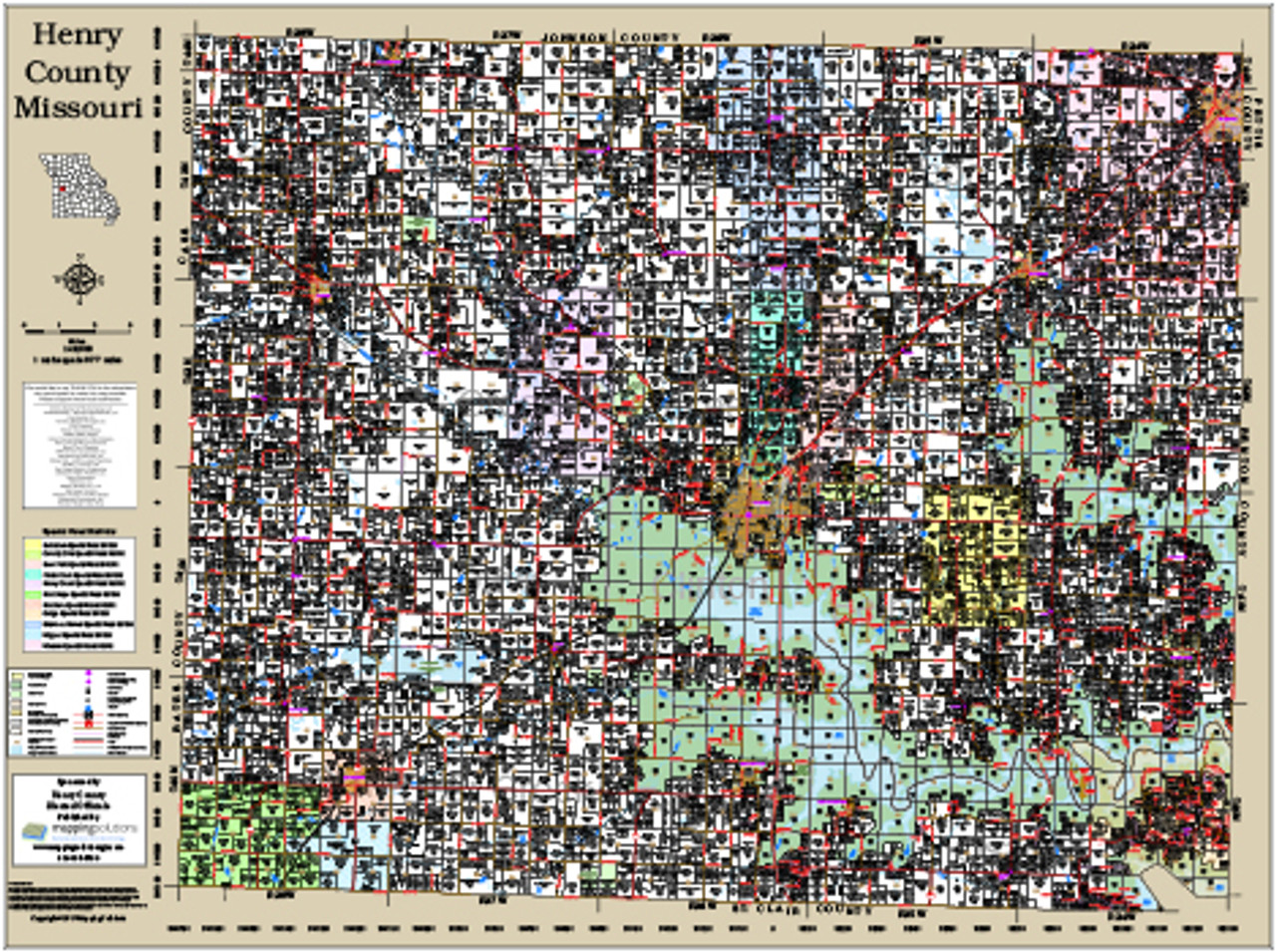 Henry County Missouri 2017 Wall Map Henry County Missouri 2017 Plat   Henrymo17w  89300.1498489936 