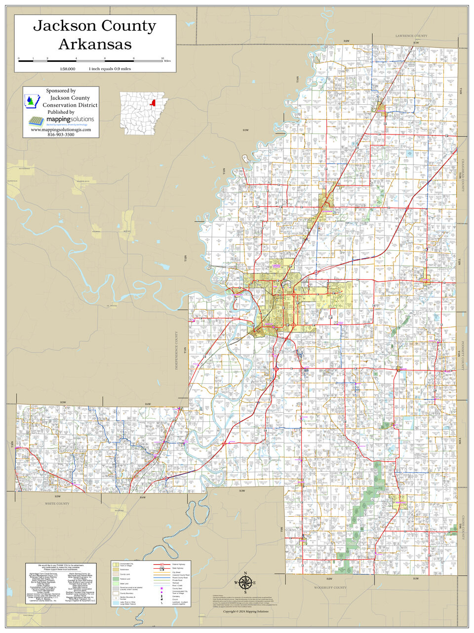 Jackson County Arkansas 2024 Wall Map Mapping Solutions