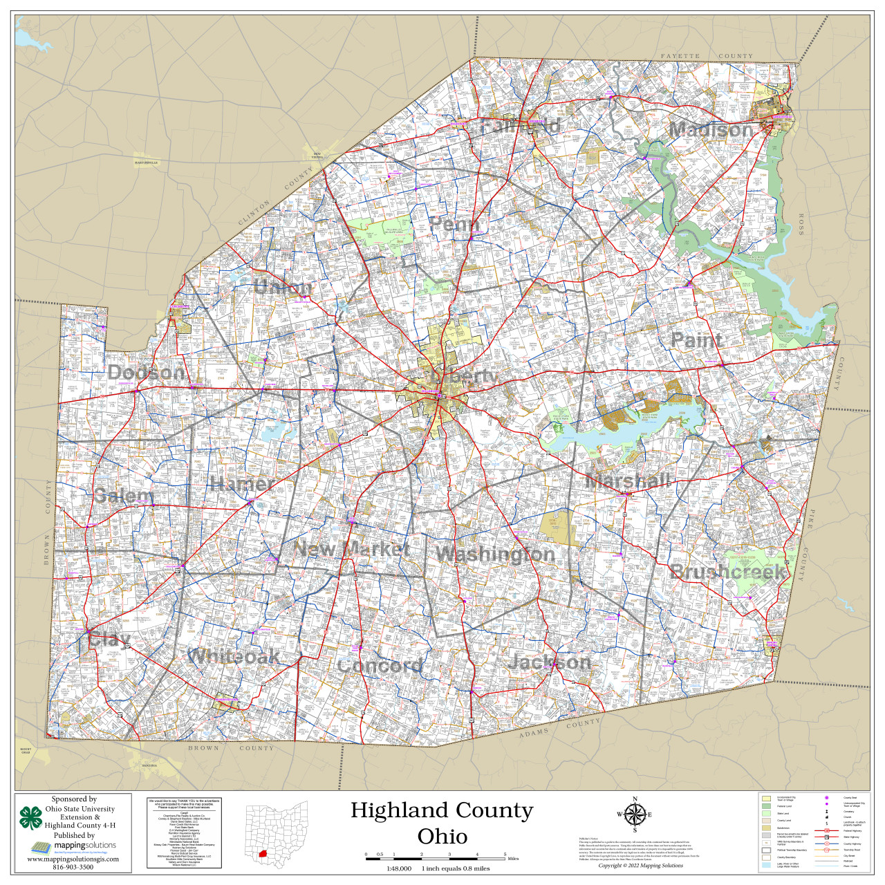 Highland County Ohio Map 