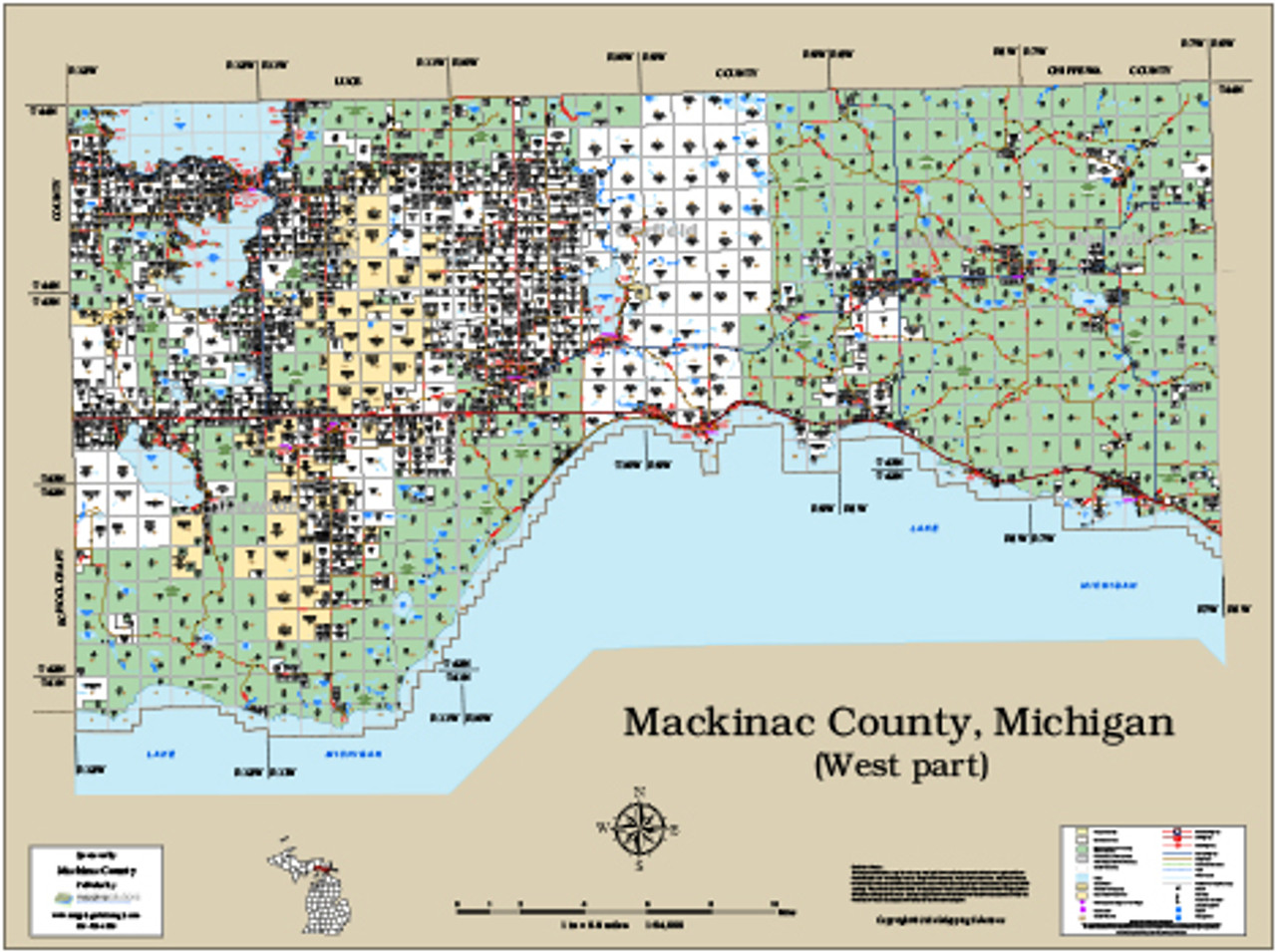 Mackinac County Plat Map Mackinac County Michigan 2014 Wall Map