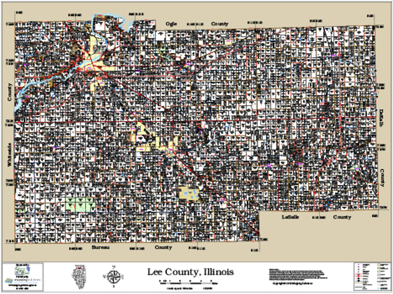 Lee County Illinois 2015 Wall Map, Lee County Parcel Map 2015, Lee County  Plat Map, Plat Book, GIS Parcel Data, Property Lines Map, Aerial Imagery |  Parcel Plat Maps for Lee County