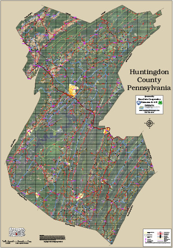 HuntingdonBlair Counties Pennsylvania 2016 Aerial Wall Map, Huntingdon
