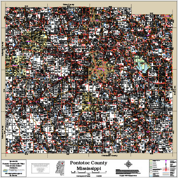 Pontotoc County Mississippi 2018 Wall Map, Pontotoc County Mississippi