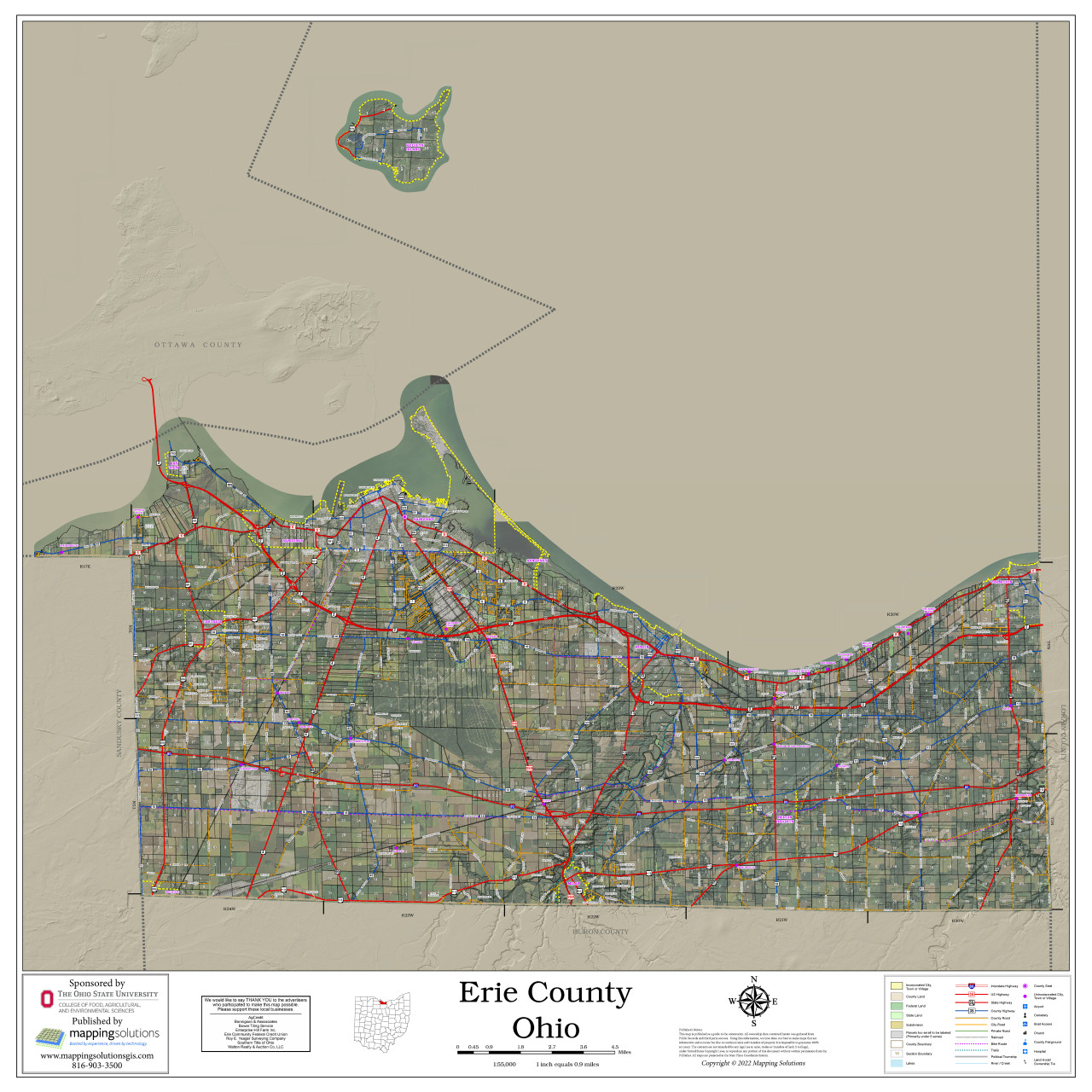 Erie County Ohio 2022 Aerial Wall Map Mapping Solutions 6713