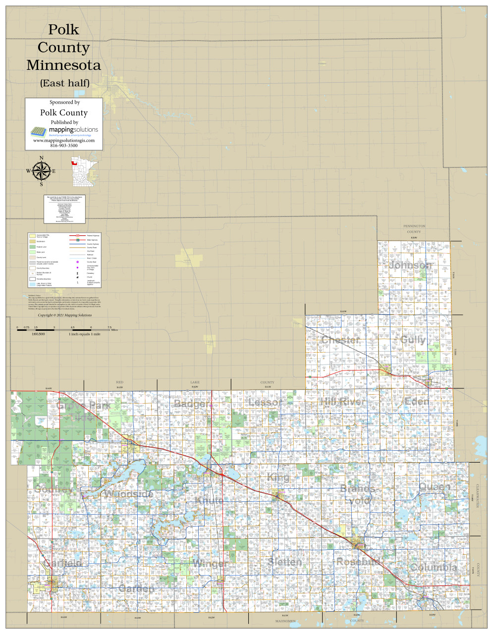 Polk County Minnesota 2021 Wall Map Mapping Solutions