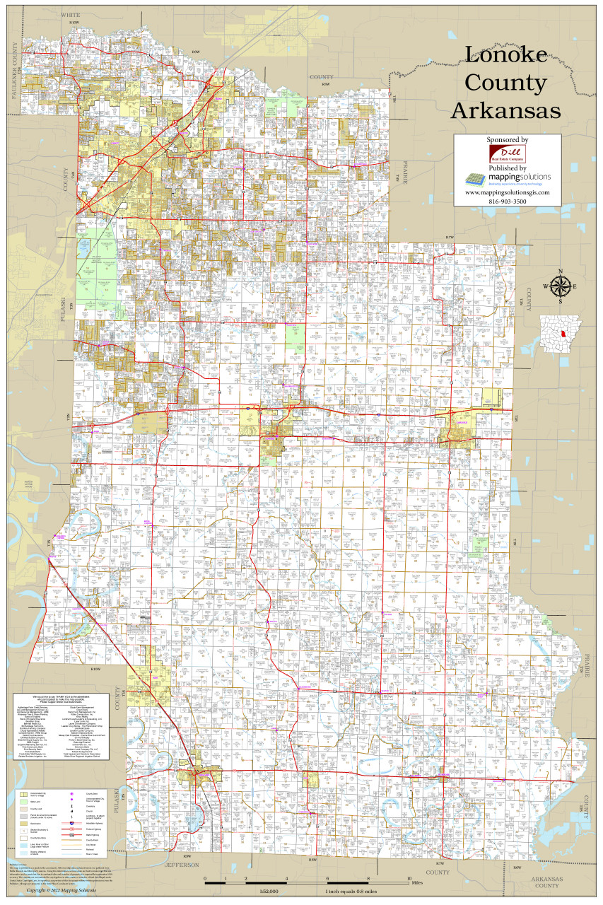 Lonoke County Arkansas 2022 Wall Map Mapping Solutions 2090