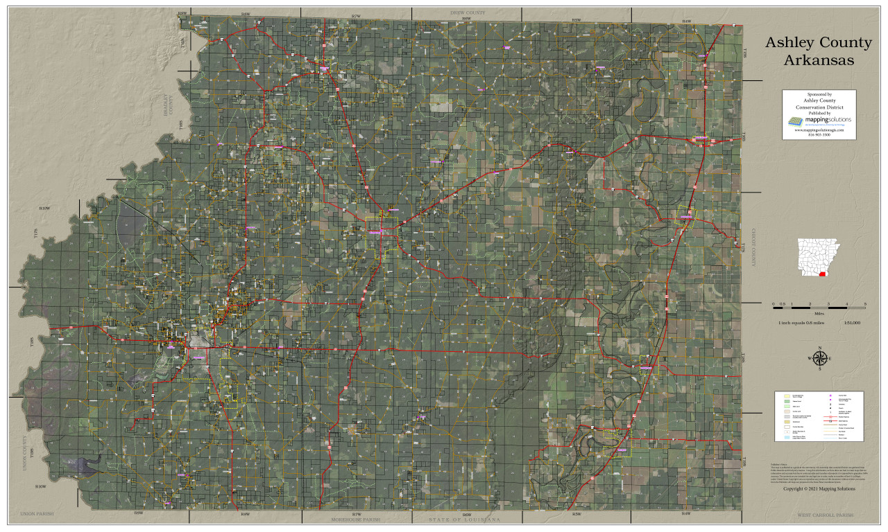 Ashley County Arkansas 2021 Aerial Wall Map Mapping Solutions 0957