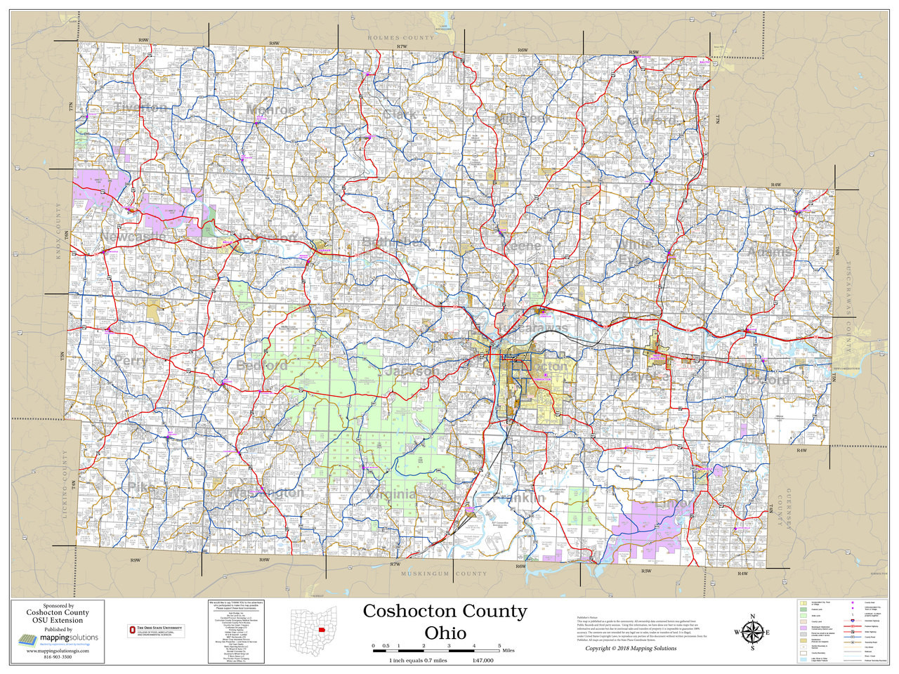 Map Of Coshocton County Ohio - Cities And Towns Map
