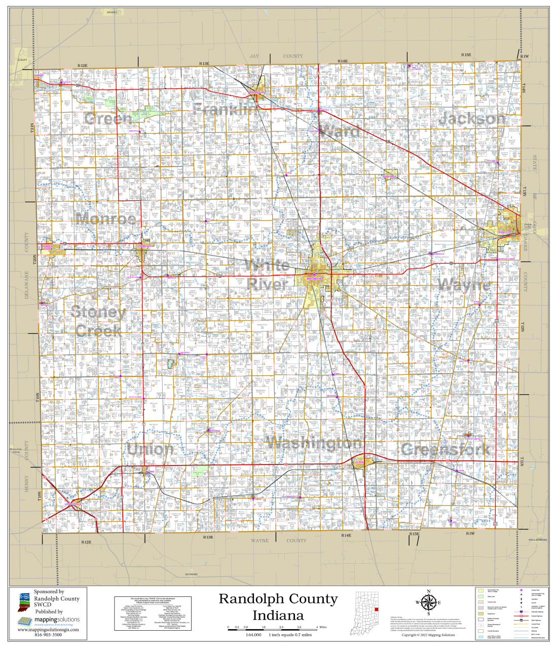 Randolph County Indiana 2022 Wall Map Mapping Solutions