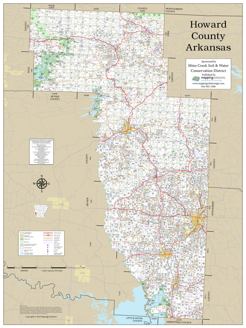 Howard County Arkansas 2018 Wall Map Mapping Solutions