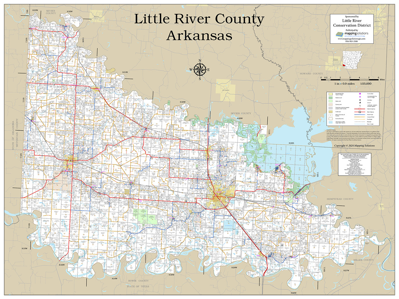 Little River County Arkansas 2024 Wall Map Mapping Solutions
