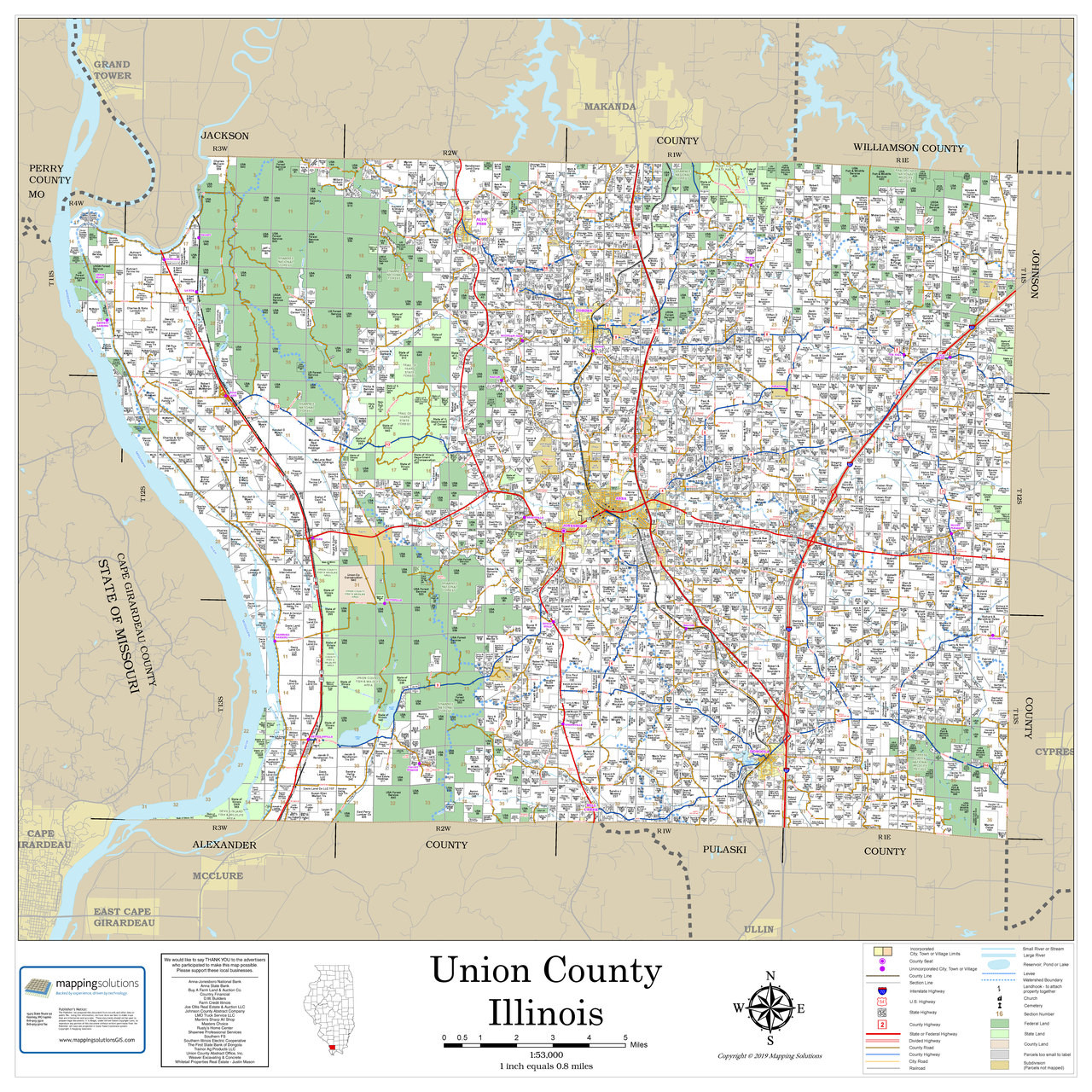 Union County Illinois 2024 Wall Map Mapping Solutions   Unionil19w  11271.1550270182 