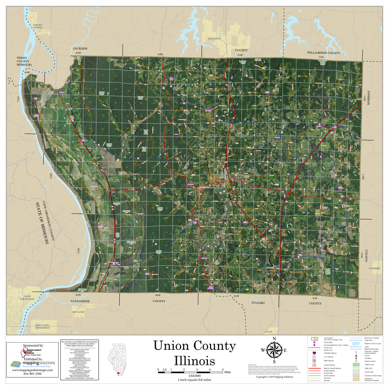 Union County Illinois 2024 Aerial Wall Map Mapping Solutions