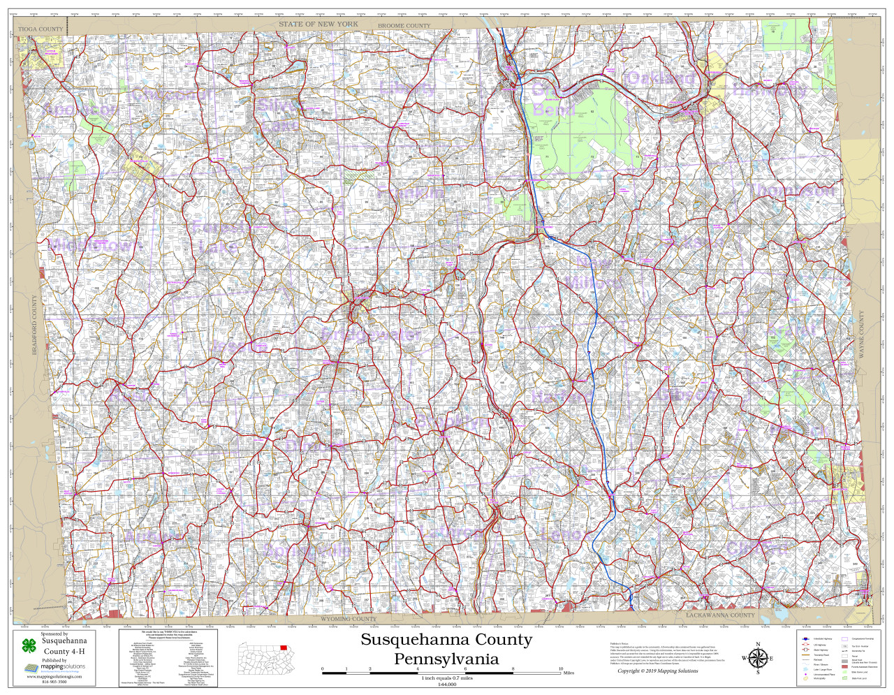 Susquehanna County Pennsylvania 2023 Wall Map Mapping Solutions   Susquehanna Wallmap54x42  73508.1558450210 