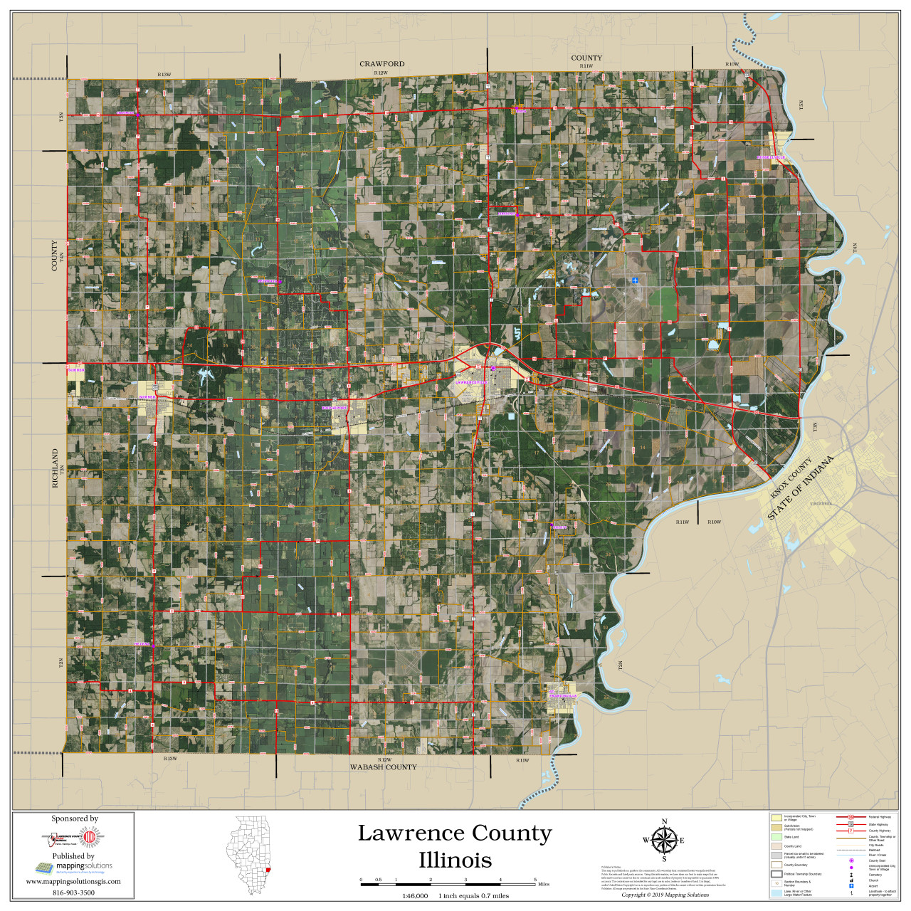 Lawrence County Illinois 2020 Aerial Wall Map Mapping Solutions