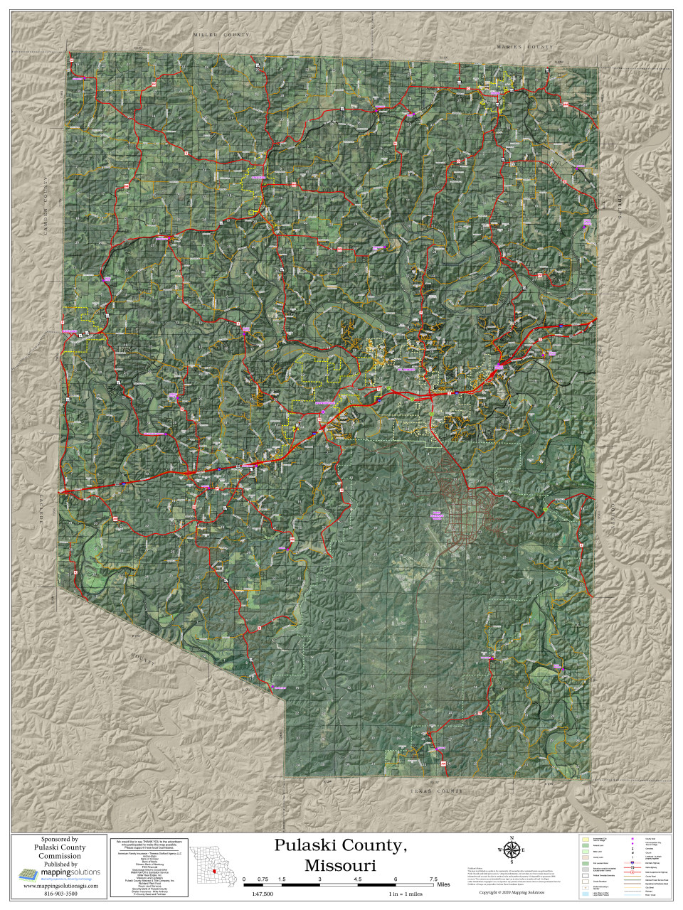 pulaski county missouri road map