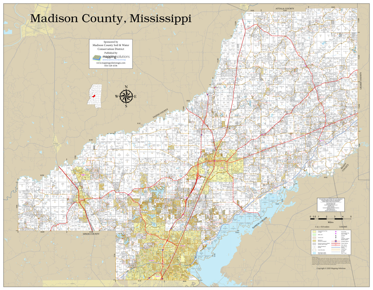 Madison County Mississippi 2020 Wall Map Mapping Solutions