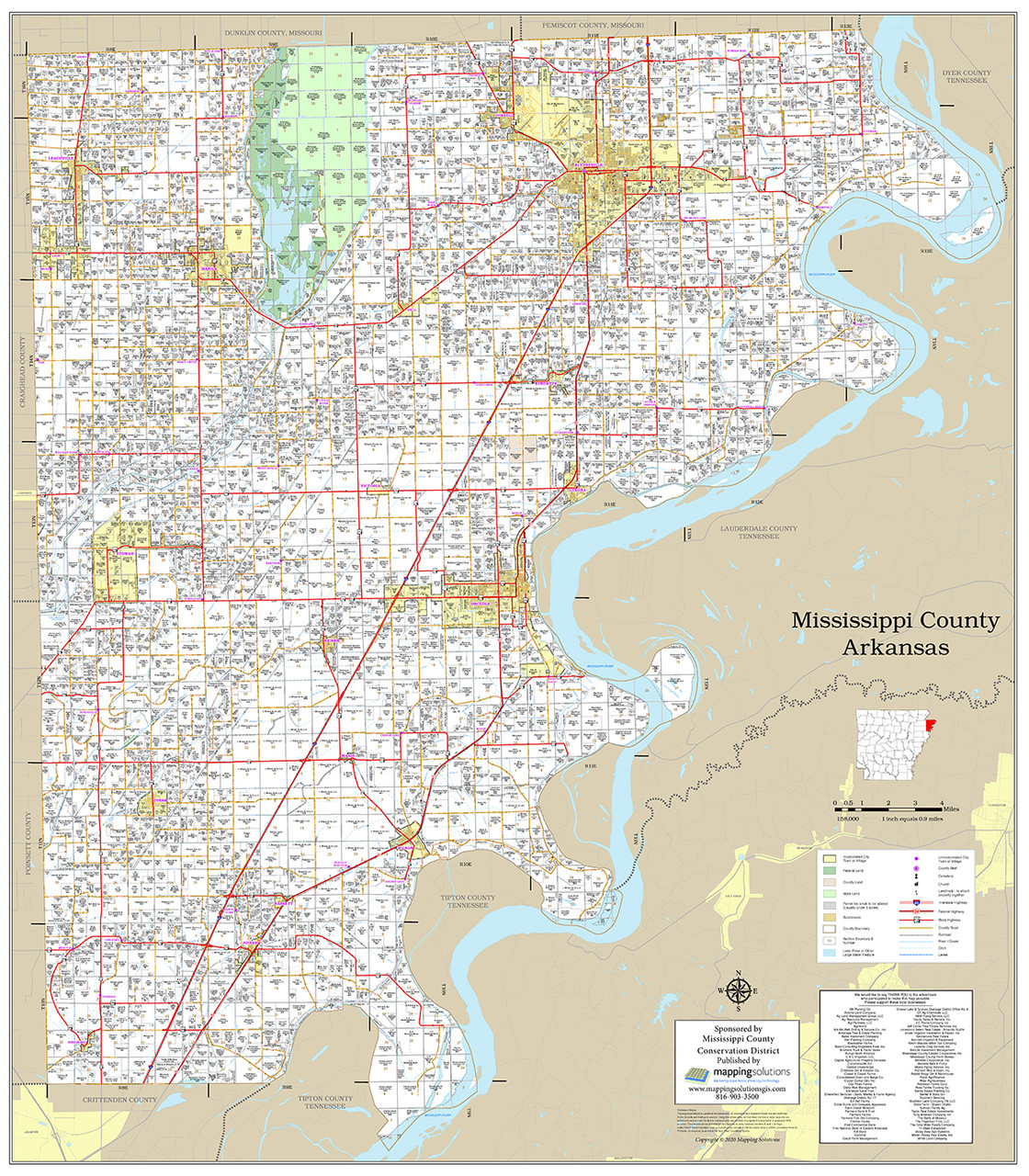 Mississippi County Arkansas 2023 Wall Map Mapping Solutions