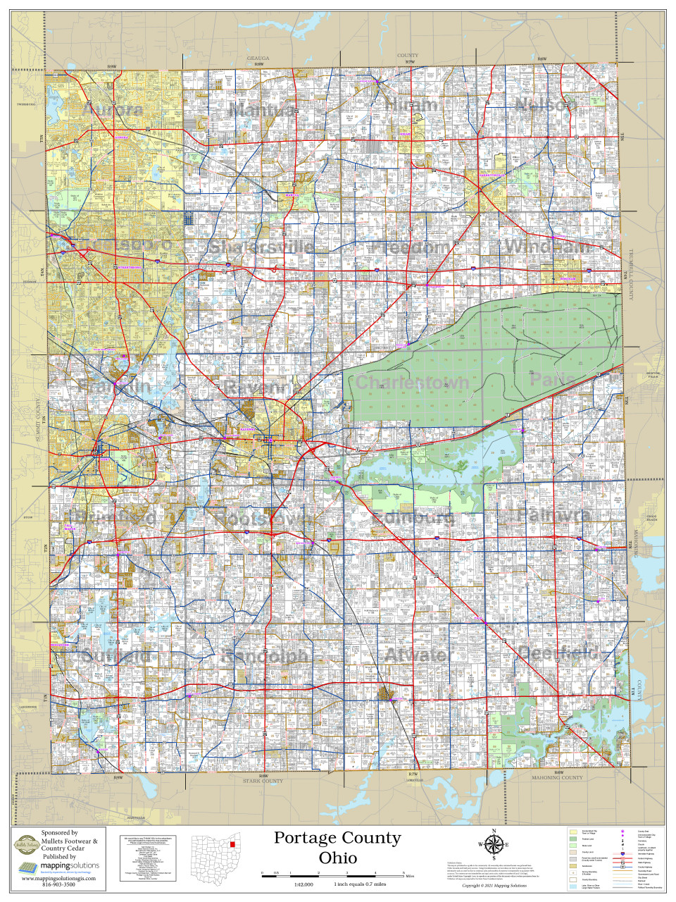 Portage County Ohio 2021 Wall Map Mapping Solutions